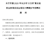 關于開展2020年長沙市“大漢杯”黃炎培 職業教育獎創業規劃大賽模擬專項賽的通知
